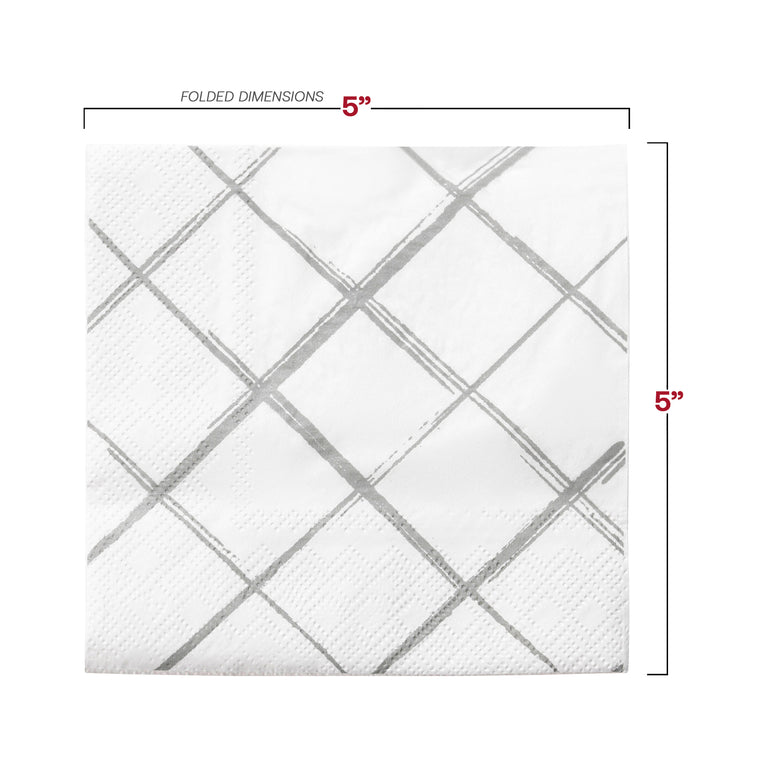 Diamond Design Paper Cocktail Napkins – 2-Ply, 5" x 5"