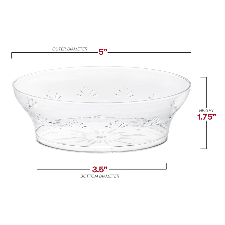 Clear Floral Round Disposable Plastic Soup Bowls (10 oz.)