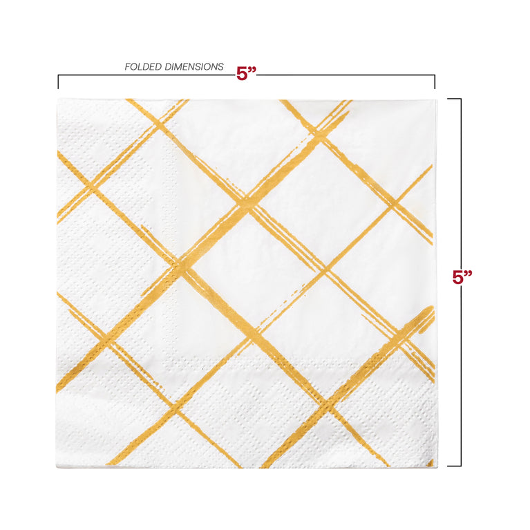 Diamond Design Paper Cocktail Napkins – 2-Ply, 5" x 5"