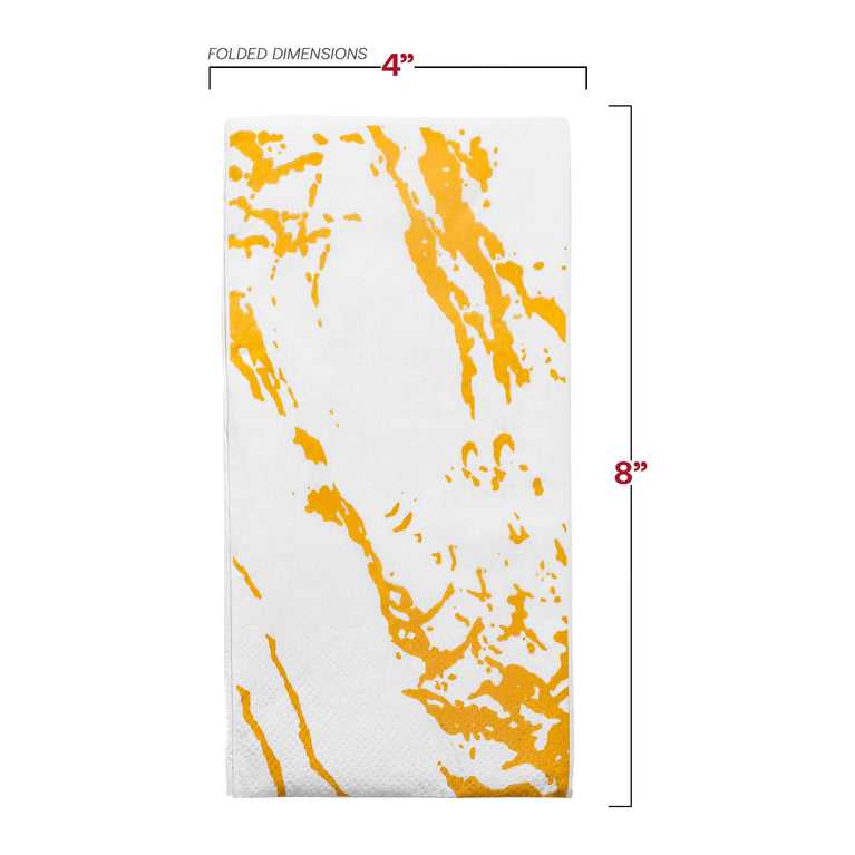 White with Gold Marble Paper Dinner Napkins