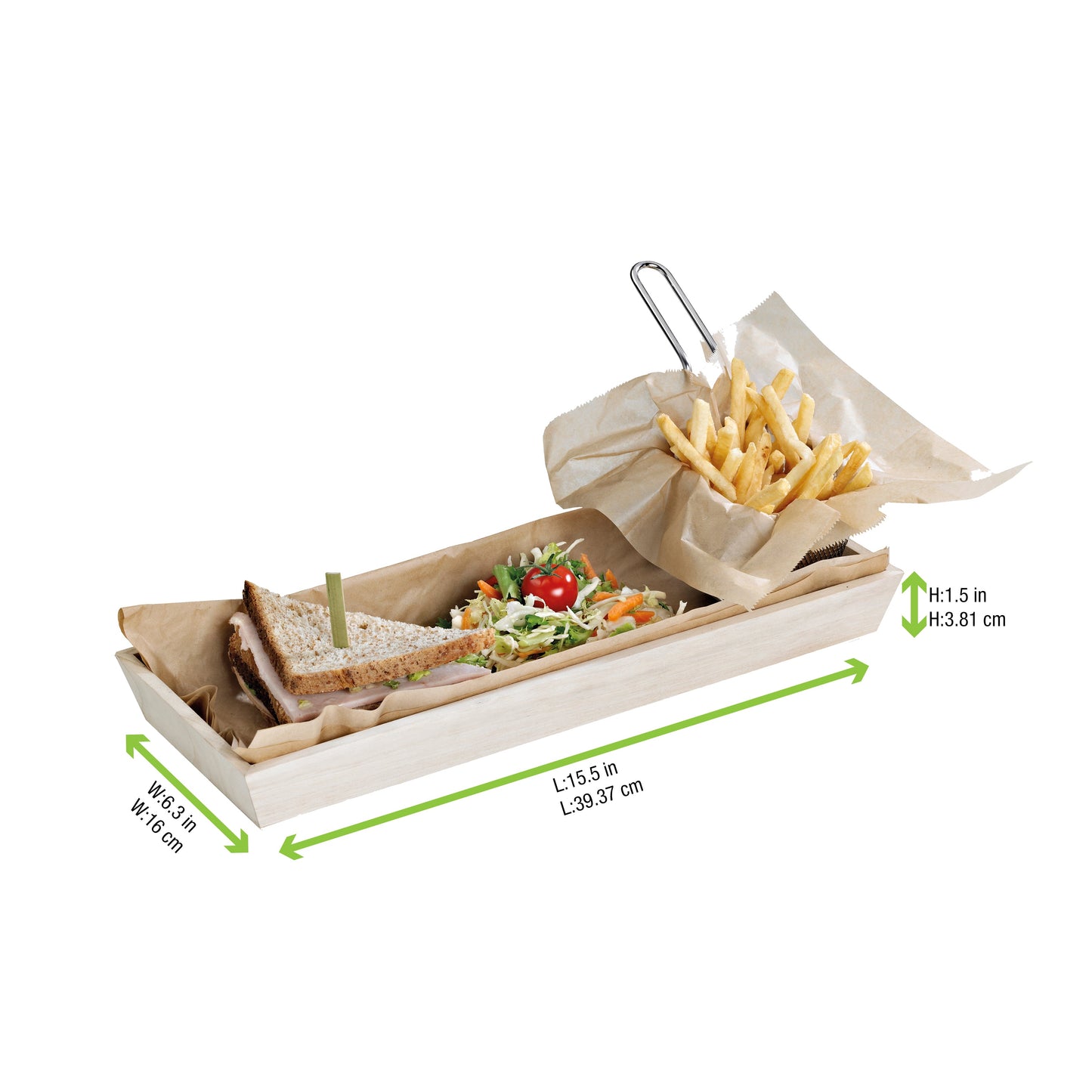 NOAH15 Heavy Duty Wooden Tray - L:17.2 X W:7.6 X H:1.5in (10 Pcs/Cs)