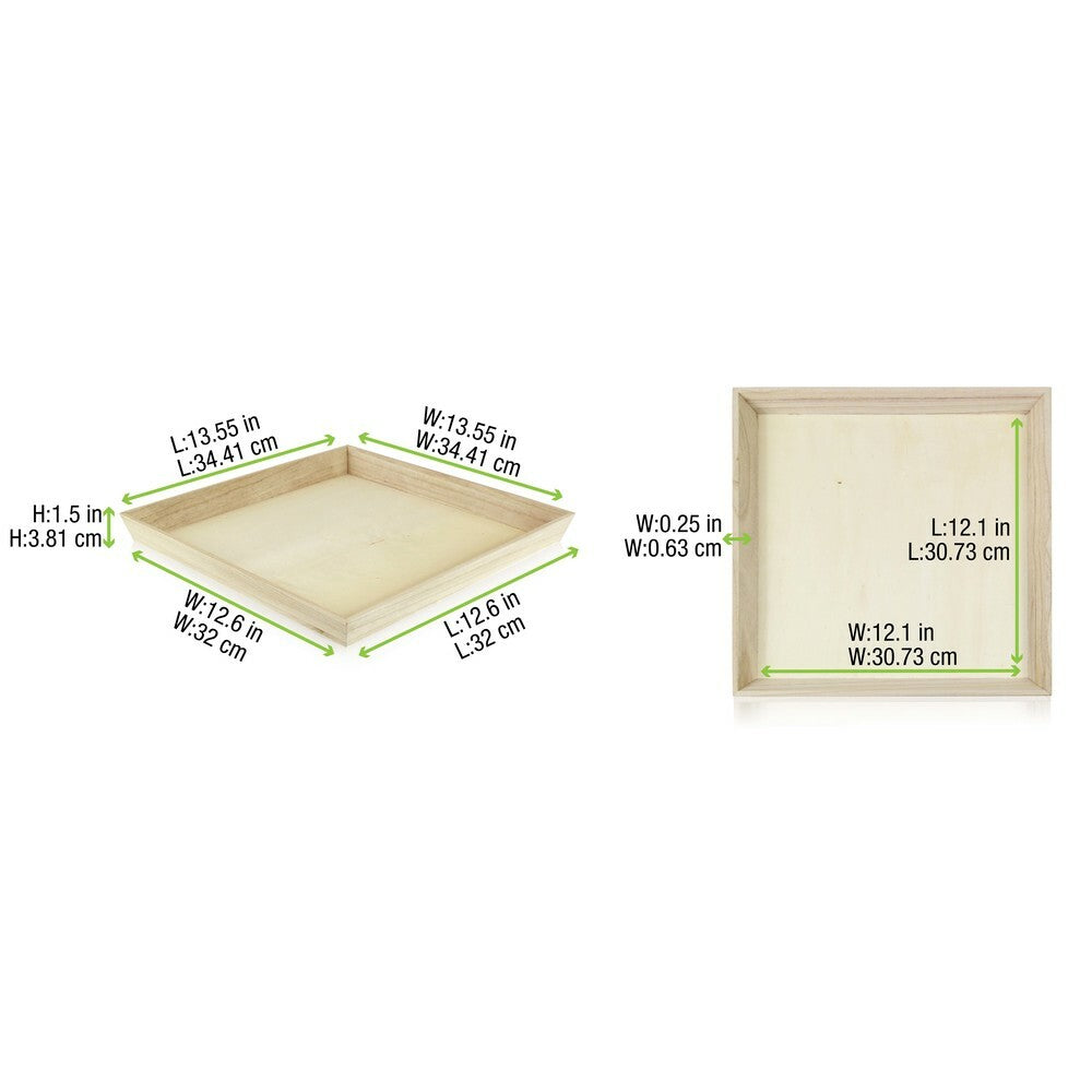 NOAH31 Heavy Duty Wooden Tray - L:13.55 X W:13.55 X H:1.5in 10 Pcs/Cs