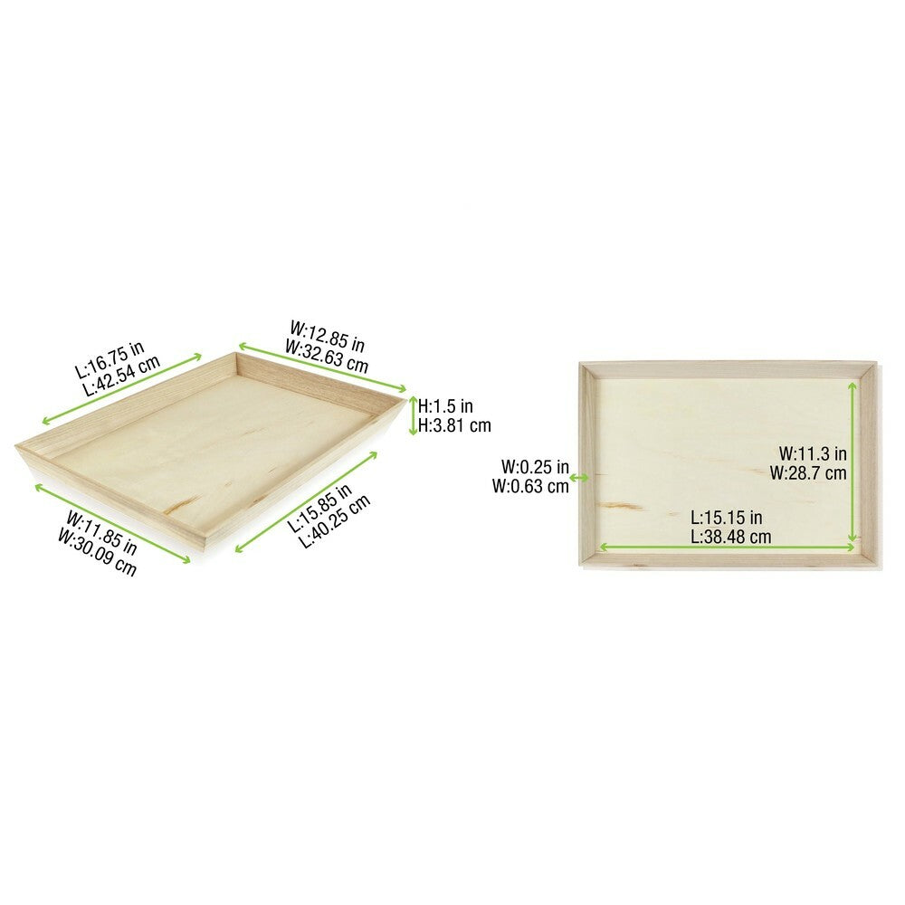 Noah39 Heavy Duty Wooden Tray (Case of 10), PacknWood - Biodegradable Serving Wood Table Trays (17" x 13" x 1.5") 210WOODTRAY39