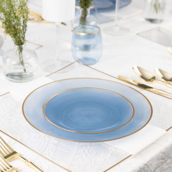 Crystal Design Blue Transparent with Gold Rim (16 Sets Per Package)