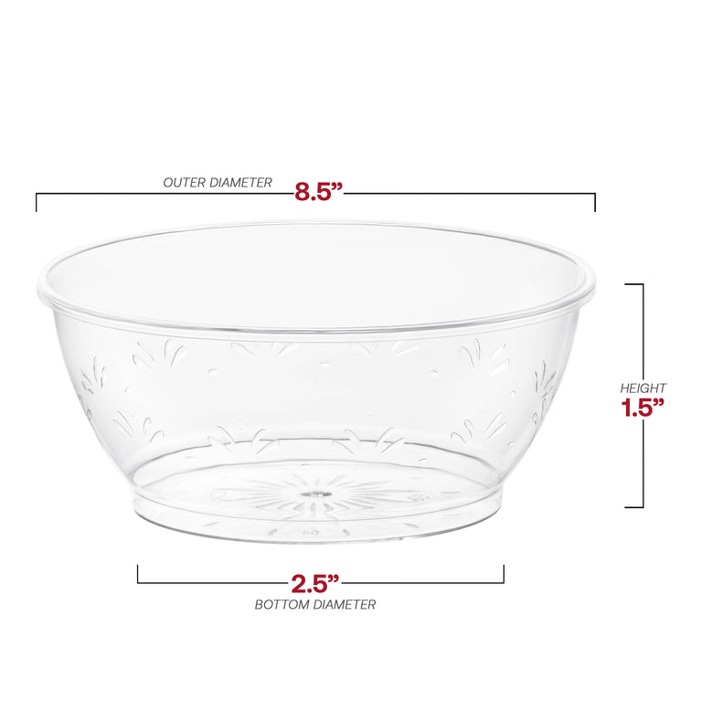 Clear Floral Round Disposable Plastic Dessert Bowls (6 oz.)