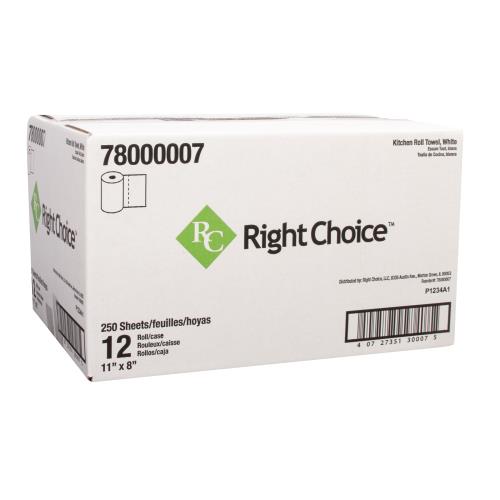 Right Choice™ Paper KRT Towel 2-Ply 250-Sheet, White, 11" x 8", 12/250