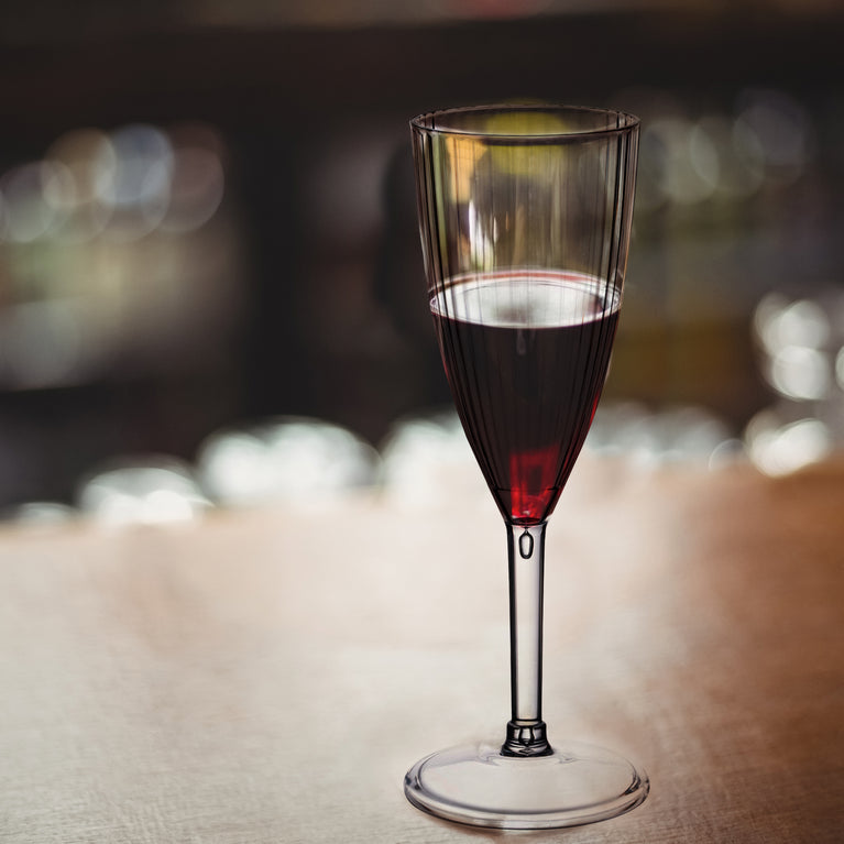 8 oz. Clear Stripe Round Disposable Plastic Champagne Flutes