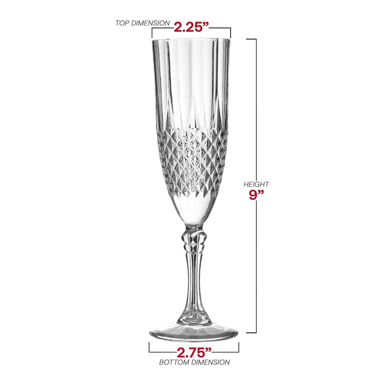 8 oz. Crystal Cut Plastic Champagne Flutes