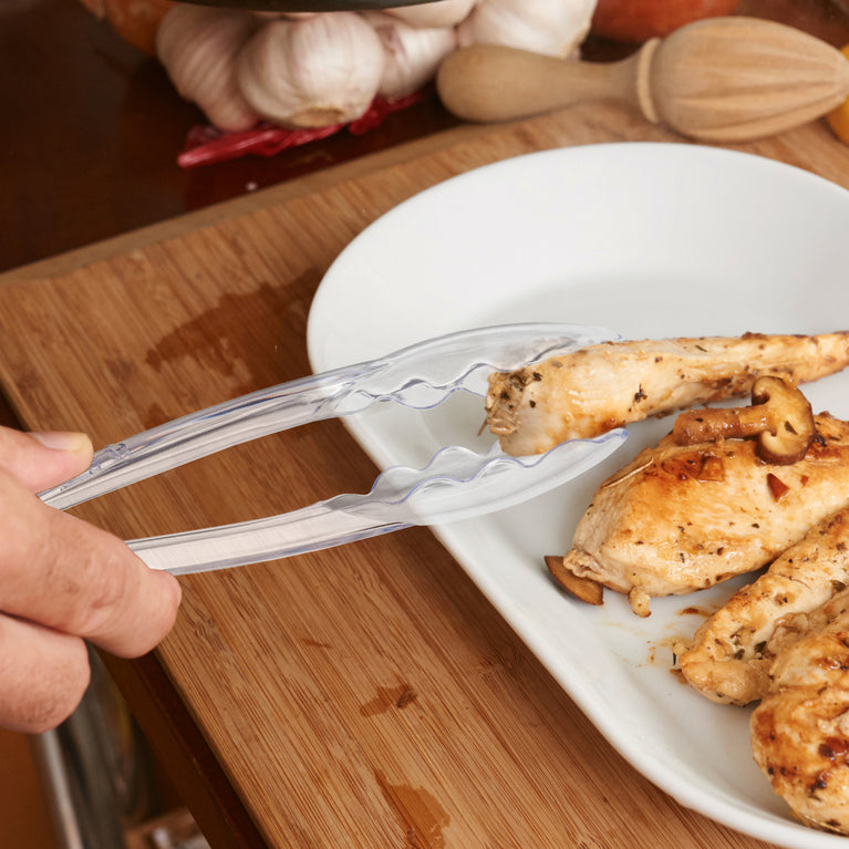 9" Disposable Plastic Serving Tongs