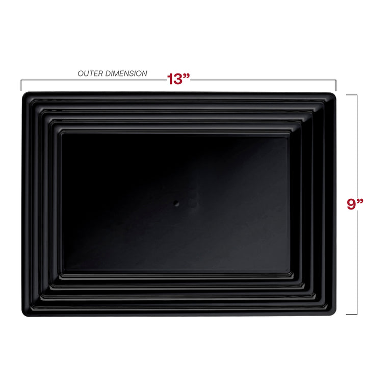 9"x 13" Rectangular with Groove Rim Plastic Serving Trays