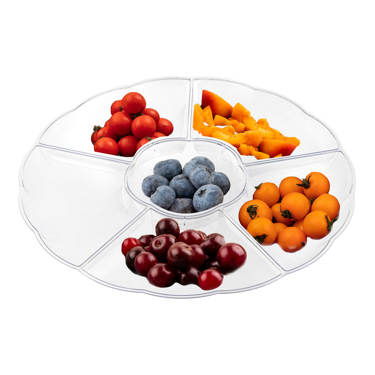 Big 6-Partition Round Disposable Plastic Trays