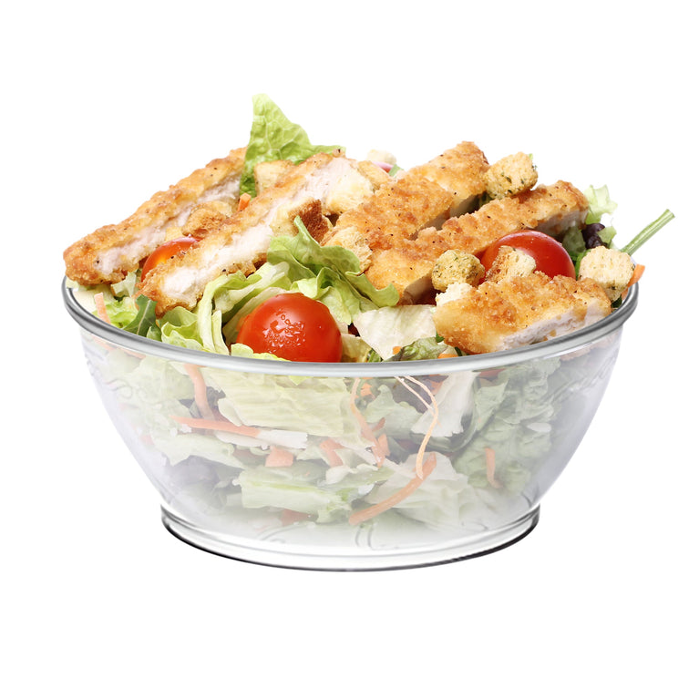 Clear Floral Round Disposable Plastic Dessert Bowls (6 oz.)