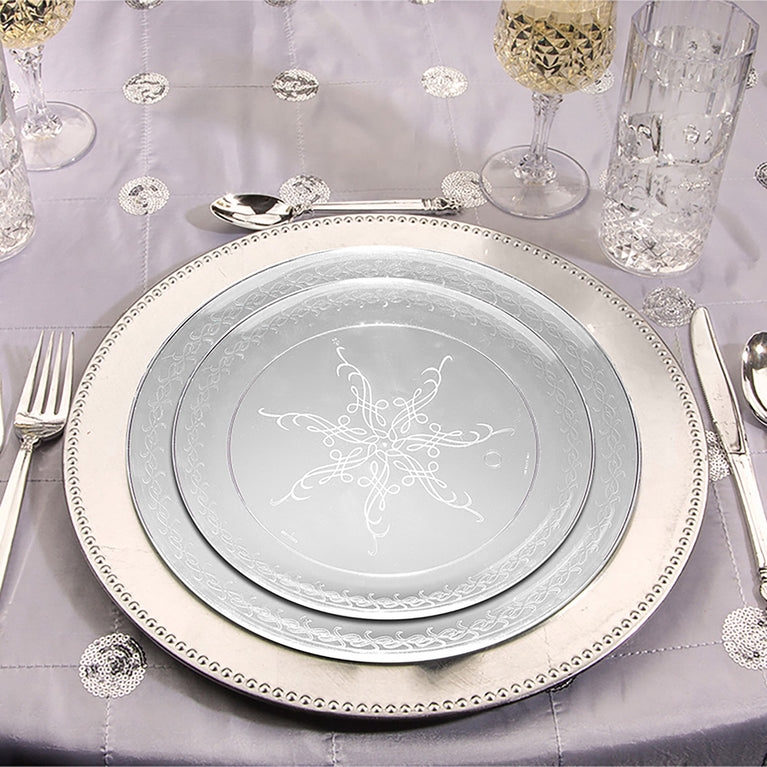 Clear Floral Round Disposable Plastic Plates