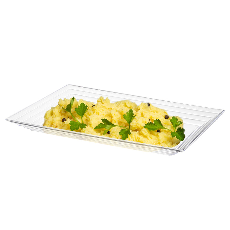 11"x 16" Rectangular with Groove Rim Plastic Serving Trays