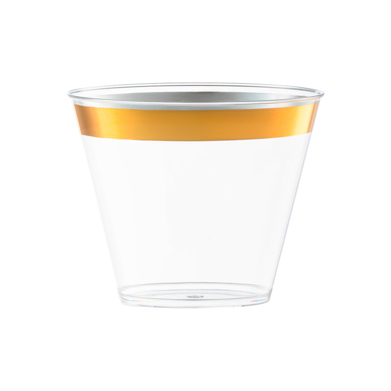 Clear with Metallic Gold Rim Round Tumblers
