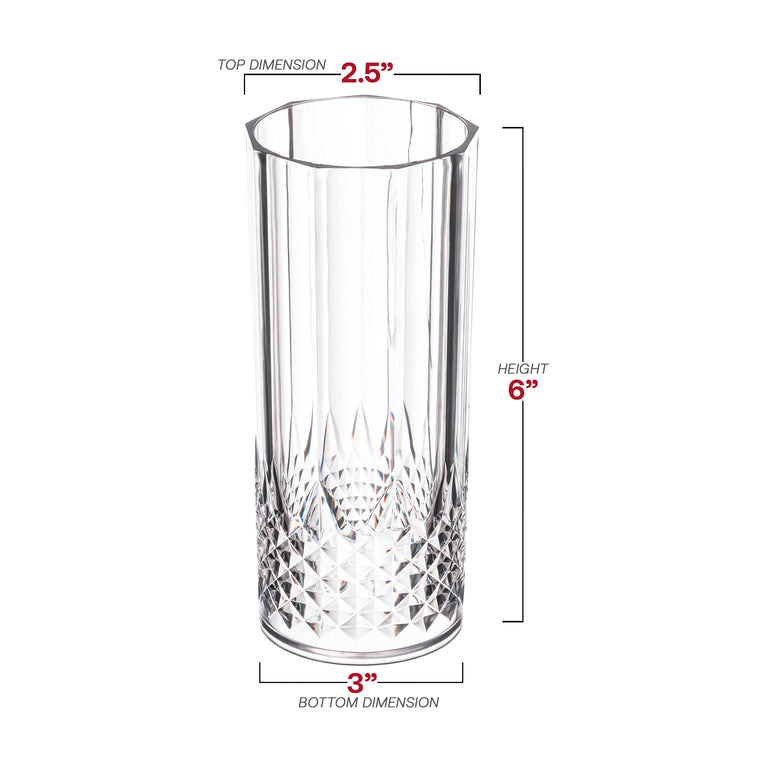 14 oz. Clear Crystal Cut High Ball Plastic Glasses