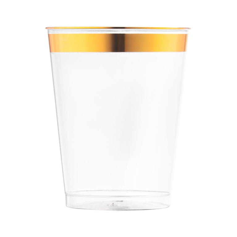 Clear with Metallic Gold Rim Round Tumblers