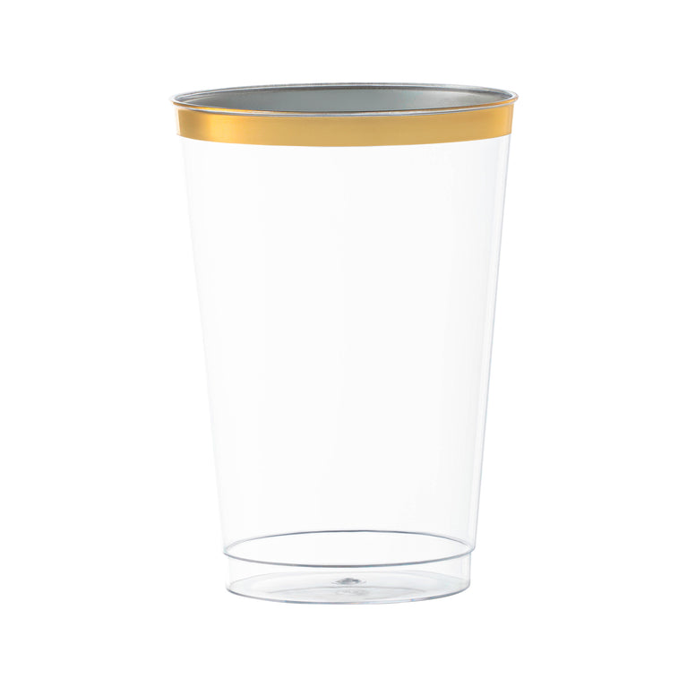 Clear with Metallic Gold Rim Round Tumblers