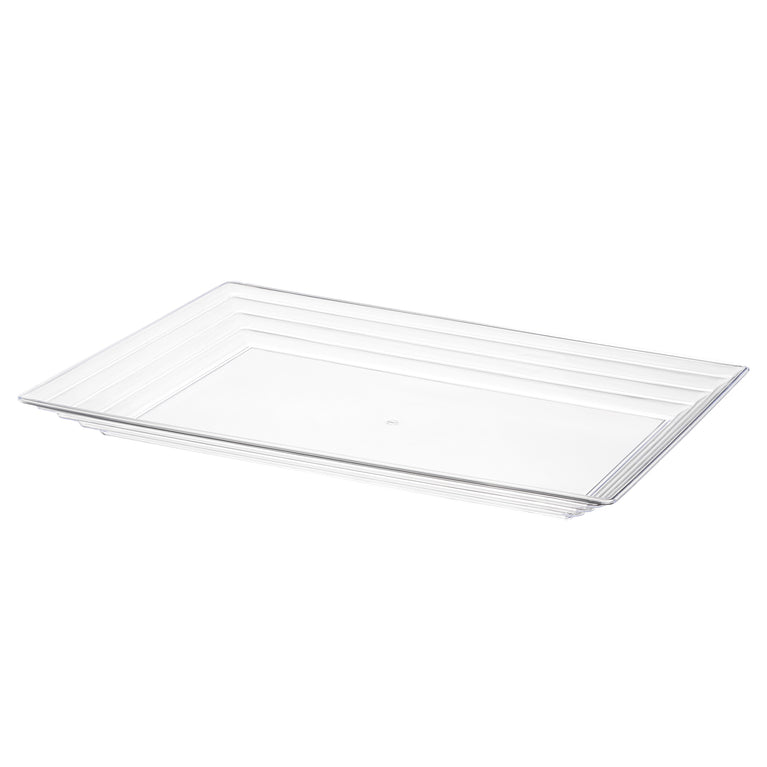 9"x 13" Rectangular with Groove Rim Plastic Serving Trays