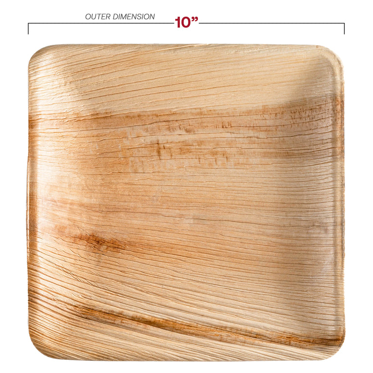 10" Square Palm Leaf Eco-Friendly Disposable Appetizer/Salad Plates