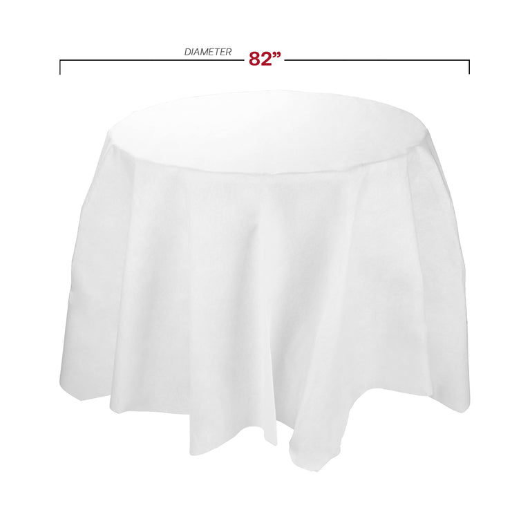 White Octy Round Linen-Like Disposable Tablecloth – 82"