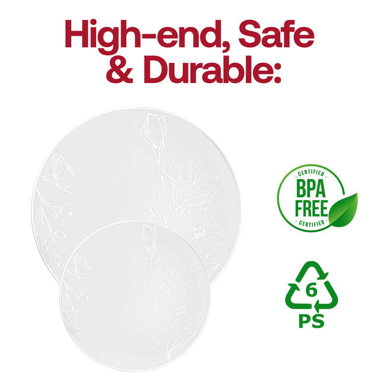 Antique Floral Round Disposable Plastic Plates