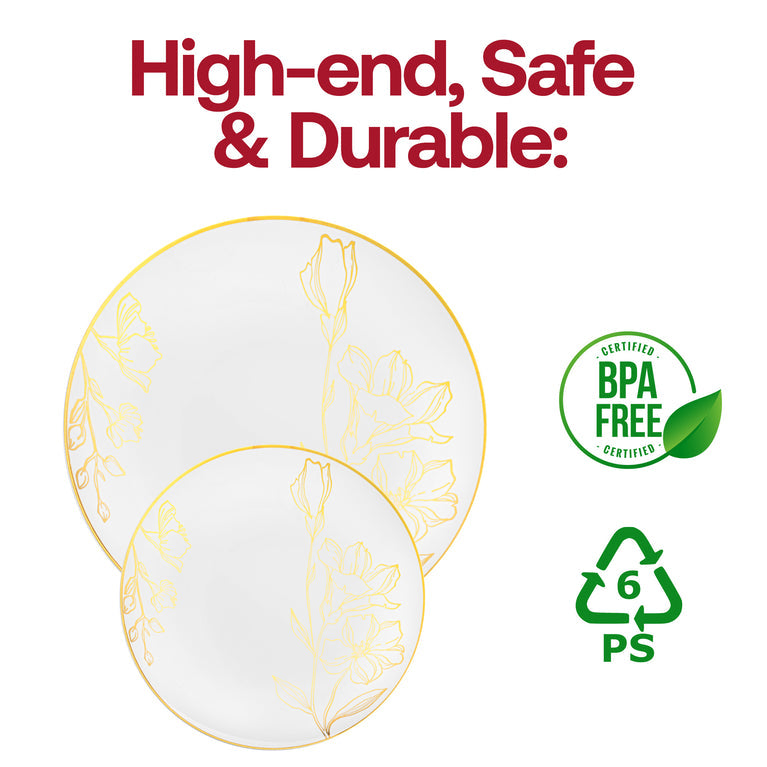 Antique Floral Round Disposable Plastic Plates
