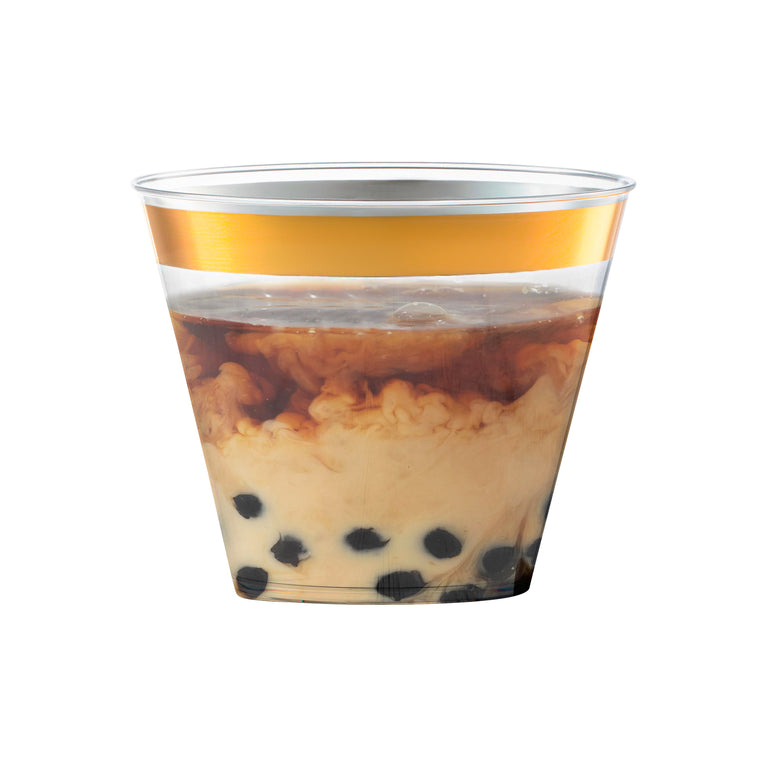 Clear with Metallic Gold Rim Round Tumblers