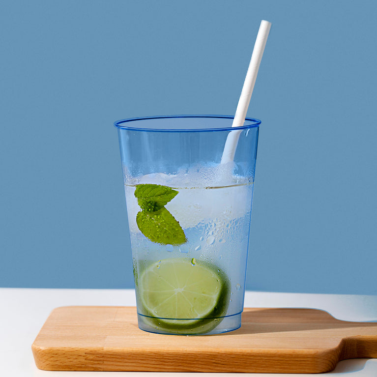 12-oz Clear Blue Disposable Plastic Party Cups