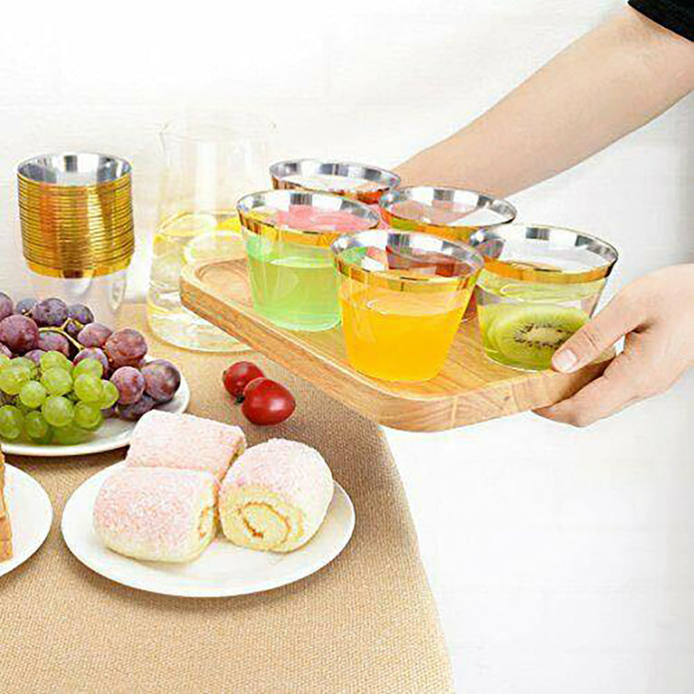 Clear with Metallic Gold Rim Round Tumblers