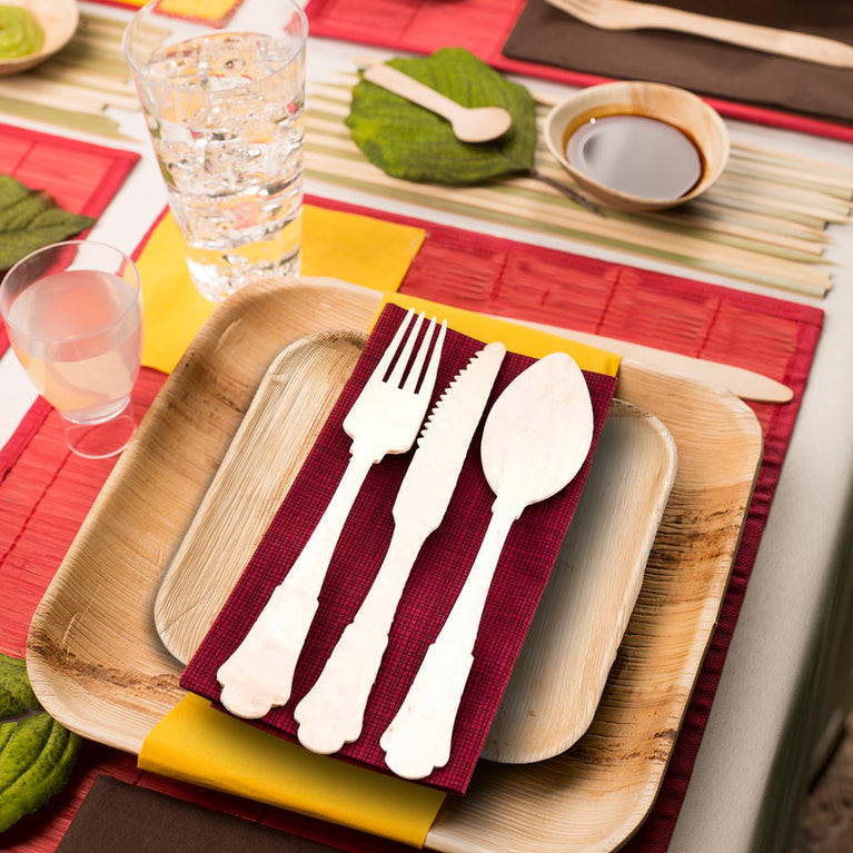 Silhouette Birch Wood Eco Friendly Disposable Cutlery