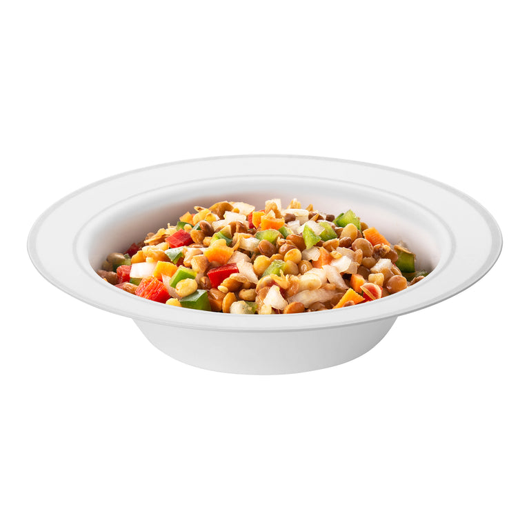White with Silver Rim Plastic Soup Bowls – 12 oz