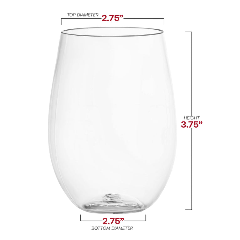 Clear Elegant Stemless Plastic Wine Glasses