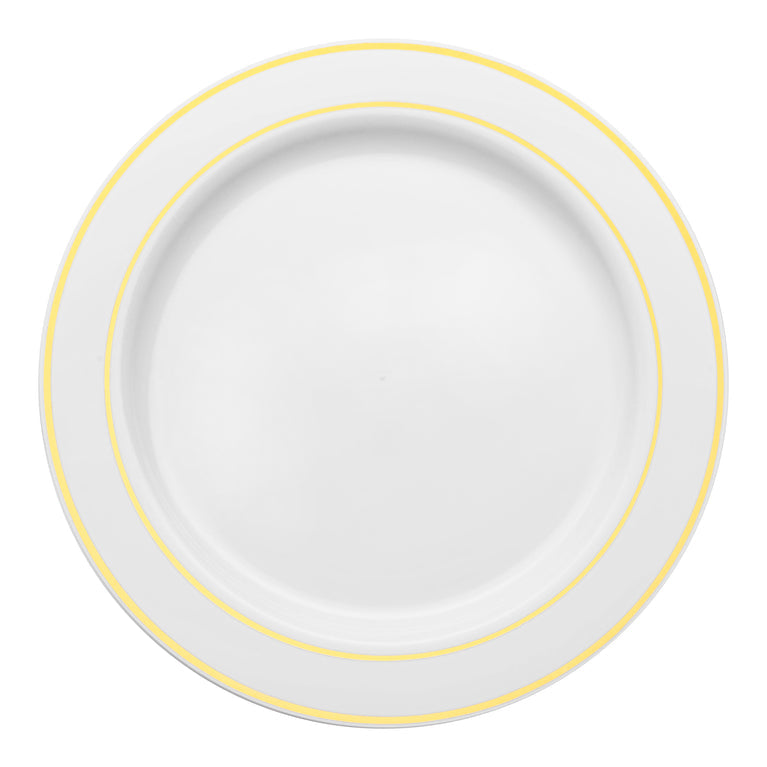 White Plastic Appetizer/Salad Plates with Gold Rim – 6"