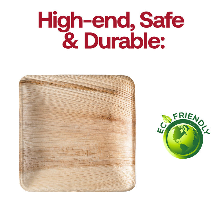 9" Square Palm Leaf Eco-Friendly Disposable Buffet Plates