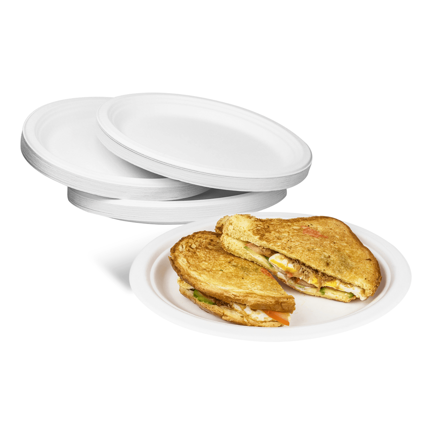 Compostable Bagasse Round Plates PFAS- FREE