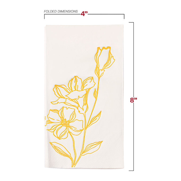 White with Gold Antique Floral Paper Dinner Napkins