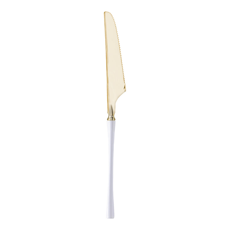 Gold with White Handle Moderno Disposable Plastic Cutlery