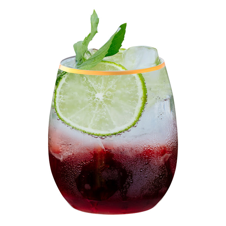 12oz Elegant Stemless Plastic Wine Glasses
