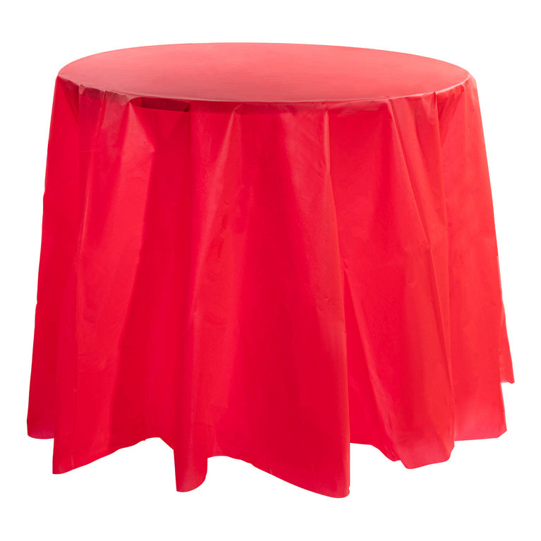 Round Disposable Plastic Tablecloth – 84″ Diameter (Individually Folded)