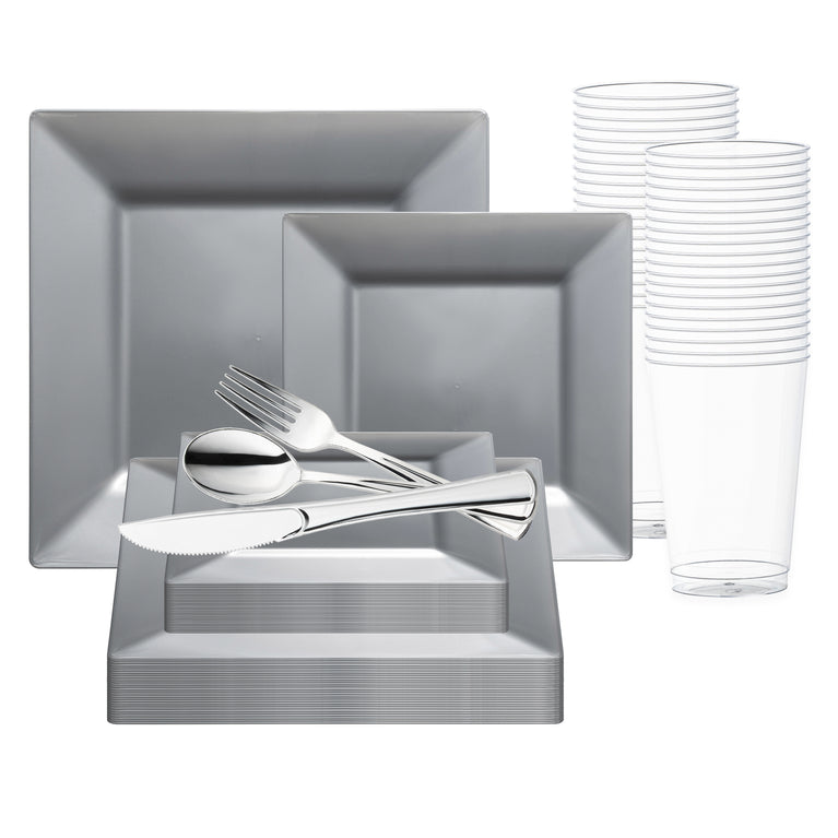 Square Plastic Plates Value Set