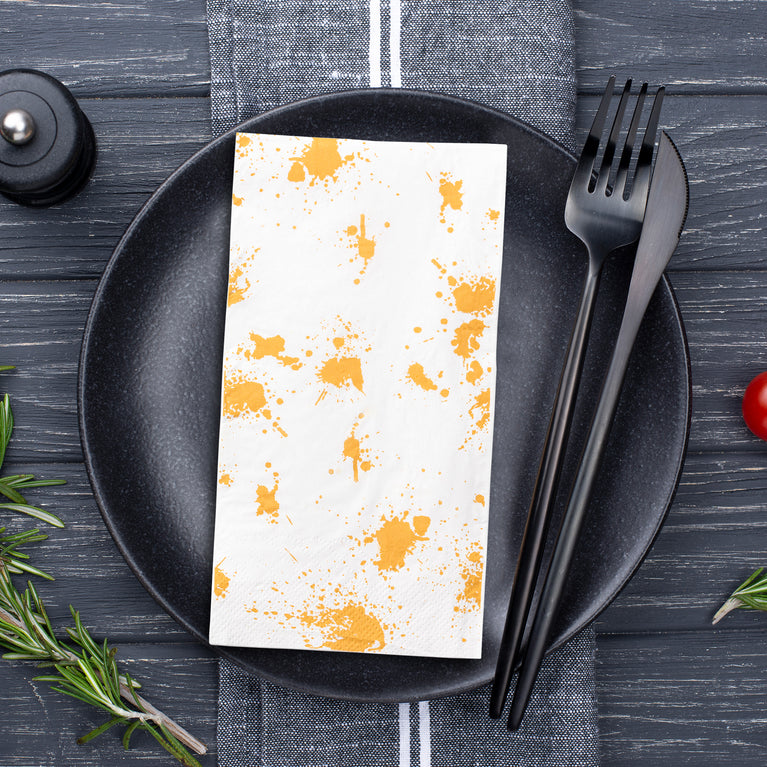 White with Gold Paint Splatter Paper Dinner Napkins