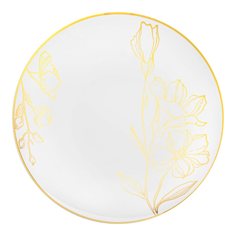 Antique Floral Round Disposable Plastic Plates