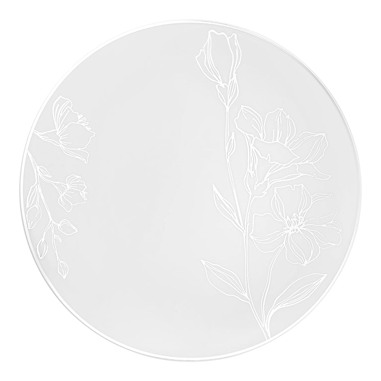 Antique Floral Round Disposable Plastic Plates