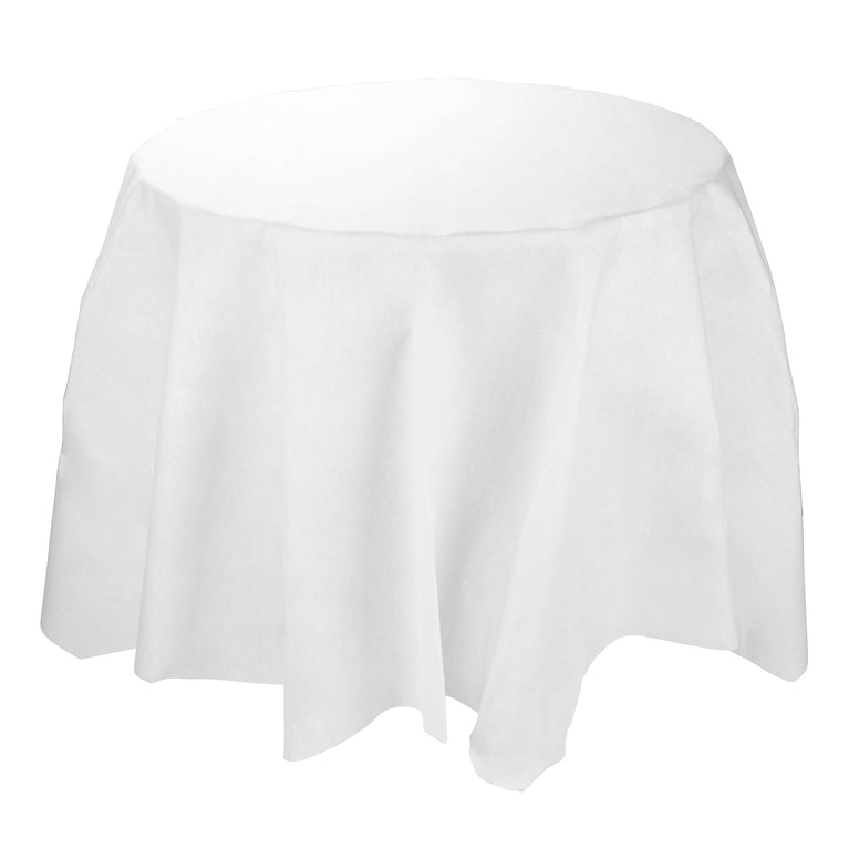 White Octy Round Linen-Like Disposable Tablecloth – 82"