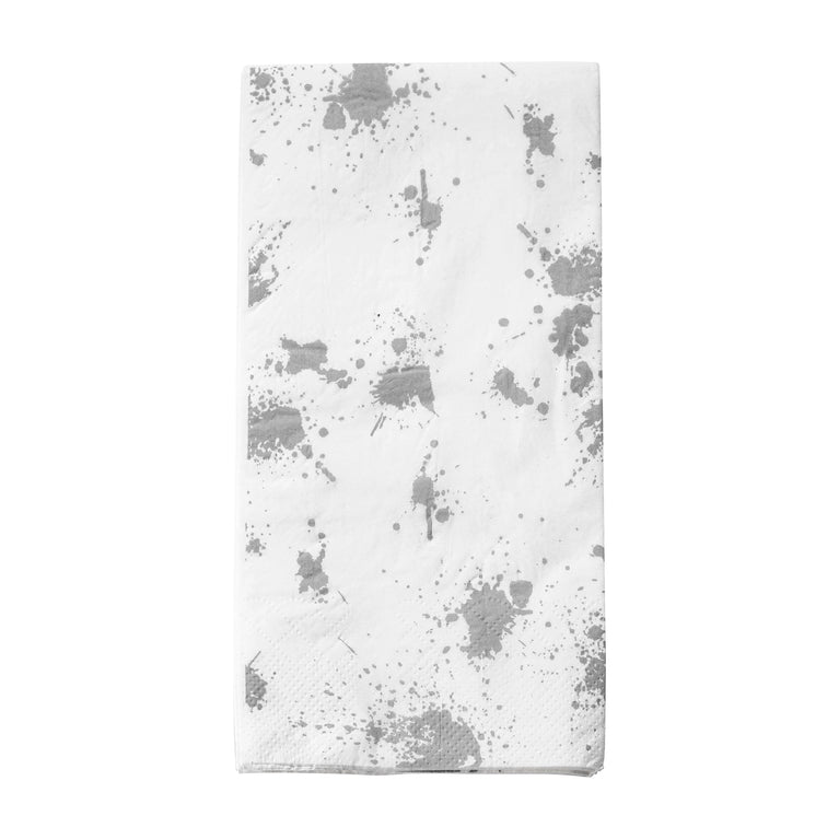 White with Silver Paint Splatter Paper Dinner Napkins