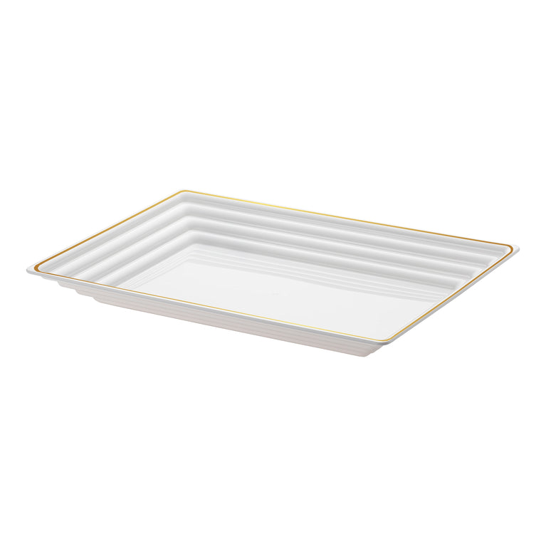 9"x 13" Rectangular with Groove Rim Plastic Serving Trays
