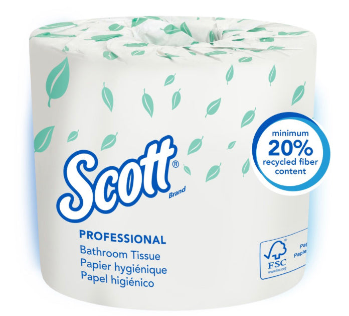 Scott® Professional Standard Roll Toilet Paper (04460), with Elevated Design, 2-Ply, White, Individually wrapped, (550 Sheets/Roll, 80 Rolls/Case, 44,000 Sheets/Case)