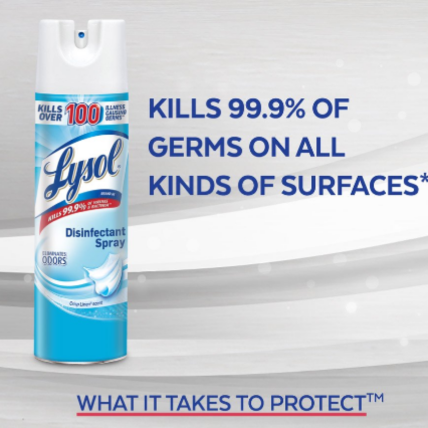 Lysol Disinfectant Spray, Crisp Linen, 12.5 oz Aerosol, 12 Cans Per Carton
