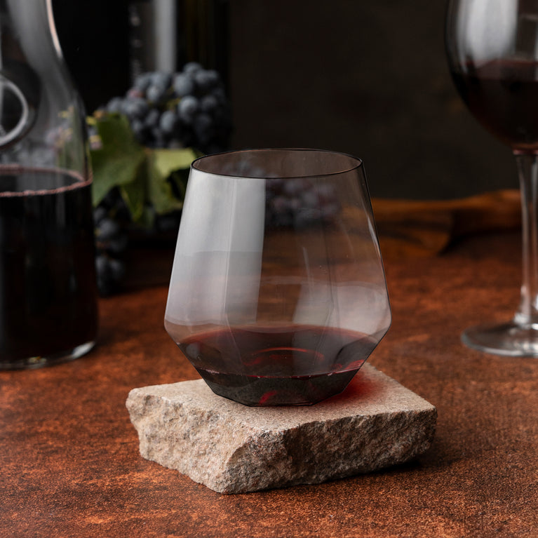 12 oz. Clear Hexagonal Stemless Plastic Wine Goblets